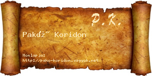 Pakó Koridon névjegykártya